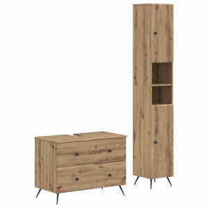 vidaXL 2-delige Badkamerkast Set BREDA Artisanaal eiken Bewerkt hout