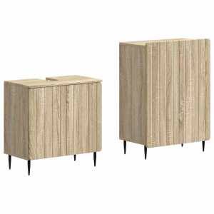 vidaXL 2-delige Badkamerkast Set ZWOLLE Sonoma Eiken Bewerkt hout