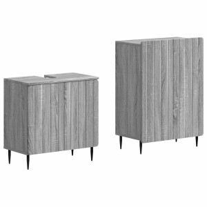 vidaXL 2-delige Badkamerkast Set ZWOLLE Grijs Sonoma Bewerkt hout