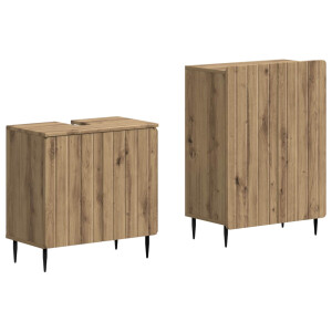 vidaXL 2-delige Badkamerkast Set ZWOLLE Artisanaal eiken Bewerkt hout