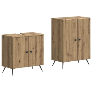 vidaXL 2-delige Badkamerkast Set BREDA Artisanaal eiken Bewerkt hout