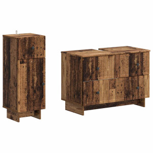 vidaXL 2-delige Badkamerkast Set EDE Oud hout Bewerkt hout