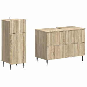 vidaXL 2-delige Badkamerkast Set ZWOLLE Sonoma Eiken Bewerkt hout
