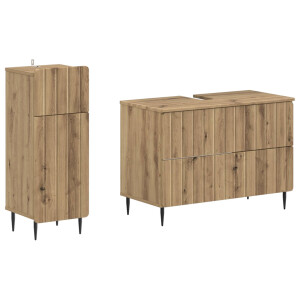 vidaXL 2-delige Badkamerkast Set ZWOLLE Artisanaal eiken Bewerkt hout