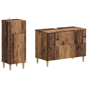 vidaXL 2-delige Badkamerkast Set ARNHEM Oud hout Bewerkt hout