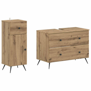 vidaXL 2-delige Badkamerkast Set BREDA Artisanaal eiken Bewerkt hout