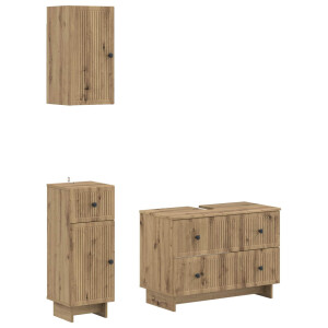 vidaXL 3-delige badkamerkast set EDE Artisanaal eiken Bewerkt hout