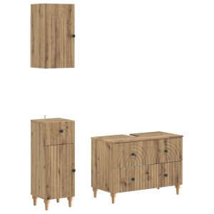 vidaXL 3-delige badkamerkast set ALKMAAR Artisanaal eiken Bewerkt hout