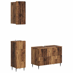 vidaXL 3-delige badkamerkast set ZWOLLE Oud hout Bewerkt hout