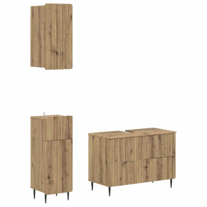 vidaXL 3-delige badkamerkast set ZWOLLE Artisanaal eiken Bewerkt hout