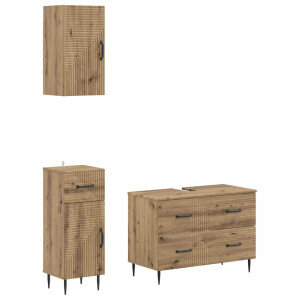 vidaXL 3-delige badkamerkast set HAARLEM Artisanaal eiken Bewerkt hout