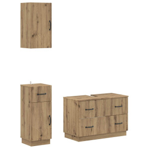 vidaXL 3-delige badkamerkast set HOORN Artisanaal eiken Bewerkt hout