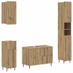 vidaXL 4-delige Badkamerkast Set ZWOLLE Artisanaal eiken Bewerkt hout