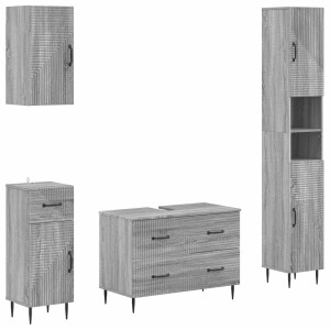 vidaXL 4-delige Badkamerkast Set HAARLEM Grijs Sonoma Bewerkt hout