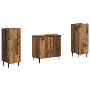 vidaXL 2-delige Badkamerkast Set ZWOLLE Oud hout Bewerkt hout