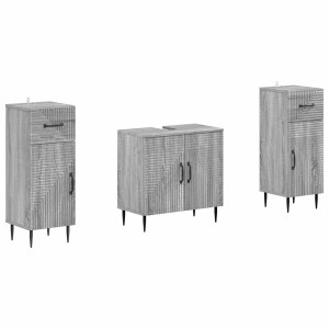 vidaXL 2-delige Badkamerkast Set HAARLEM Grijs Sonoma Bewerkt hout
