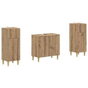 vidaXL 2-delige Badkamerkast Set DELFT Artisanaal eiken Bewerkt hout
