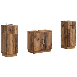 vidaXL 2-delige Badkamerkast Set HOORN Oud hout Bewerkt hout