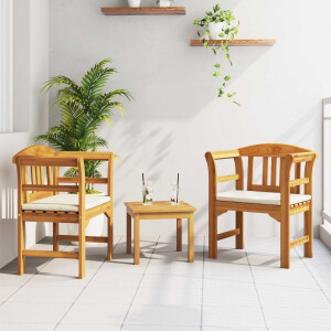 vidaXL Tuinrozelounge set met kussen 3 pcs Massief Acaciahout