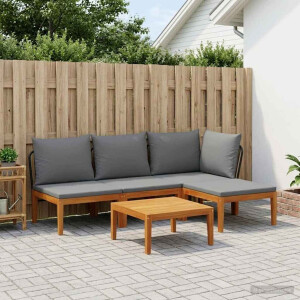 vidaXL 5 pcs Tuin Loungeset met Kussens Massief acaciahout & touw