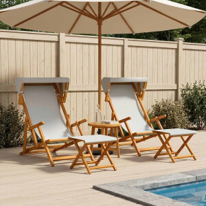 vidaXL Ligstoel 4 pcs 3 Positie massief eucalyptushout Crèmekleurig