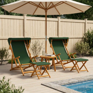 vidaXL Ligstoel 4 pcs 3 Positie massief eucalyptushout Groen