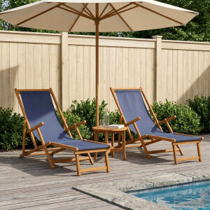vidaXL Opvouwbare zonnebed 2 pcs 3 Positie Massief Eucalyptus Hout