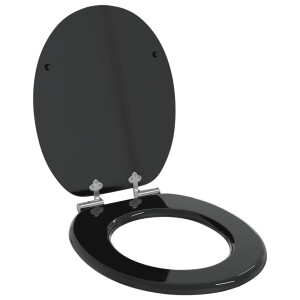 vidaXL Zachte sluit toiletbril Zwart 44 x 38 cm MDF-plaat