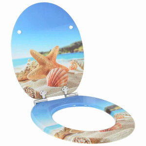vidaXL Zachte sluit toiletbril Zee Schelp 44 x 38 cm MDF-plaat