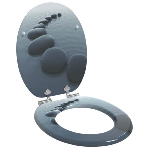 vidaXL Zachte sluit toiletbril Grijs 44 x 38 cm MDF-plaat