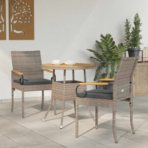 vidaXL Tuinstoelen 2 pcs Grijs en Donkergrijs Poly rattan en acacia