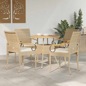 vidaXL Tuinstoelen 4 pcs Beige en Crème Wit Poly rattan en acacia
