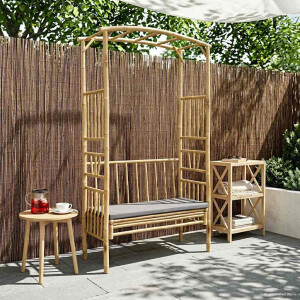 vidaXL Tuinboog met Bank Donkergrijs 115 x 50 x 205 cm Bamboe