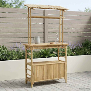 vidaXL Buiten Bartafel met opslag Naturel 110 x 50 x 210 cm Bamboe
