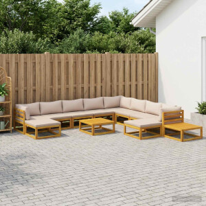 vidaXL Bankstel 12 st Naturel Massief Acaciahout