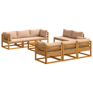 vidaXL 9-delige modulaire tuinloungeset Naturel Massief Acaciahout