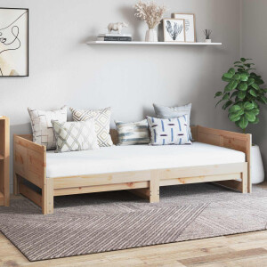 vidaXL Uittrekbare Dagbed Naturel 180 x 200 cm Massief grenenhout