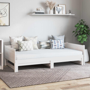 vidaXL Uittrekbare Dagbed Wit 180 x 200 cm Massief grenenhout
