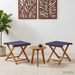 vidaXL Ligstoel 2 pcs massief eucalyptushout Blauw