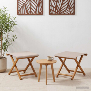 vidaXL Ligstoel 2 pcs massief eucalyptushout Beige