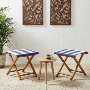 vidaXL Ligstoel 2 st massief eucalyptushout Blauw en Wit