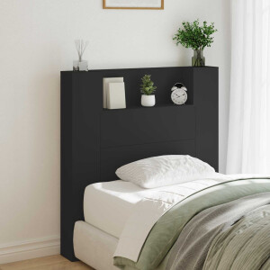 vidaXL Hoofdbord met plank Zwart 100 x 16,5 x 103,5 cm Bewerkt hout