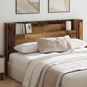 vidaXL Hoofdbord met plank Oudhout 180 x 17 x 104,5 cm Bewerkt hout