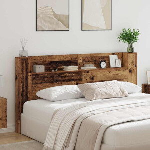 vidaXL Hoofdbord met plank Oudhout 200 x 15 x 103,5 cm Bewerkt hout