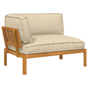 vidaXL Bankstel met kussen Beige 133 x 92 x 69 cm Massief Acaciahout