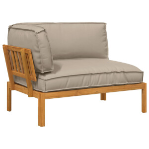 vidaXL Bankstel met kussen Taupe 133 x 92 x 69 cm Massief Acaciahout
