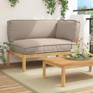 vidaXL Bankstel met kussen Taupe 133 x 92 x 69 cm Massief Acaciahout
