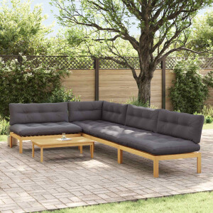 vidaXL 5 Stuk Garden Pallet Sofa Units Massief Acaciahout Licht Bruin