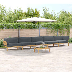 vidaXL Bankstel met kussen Effen 6 pcs Antraciet Massief Acaciahout