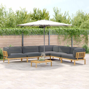 vidaXL Bankstel met kussen Effen 6 pcs Antraciet Massief Acaciahout